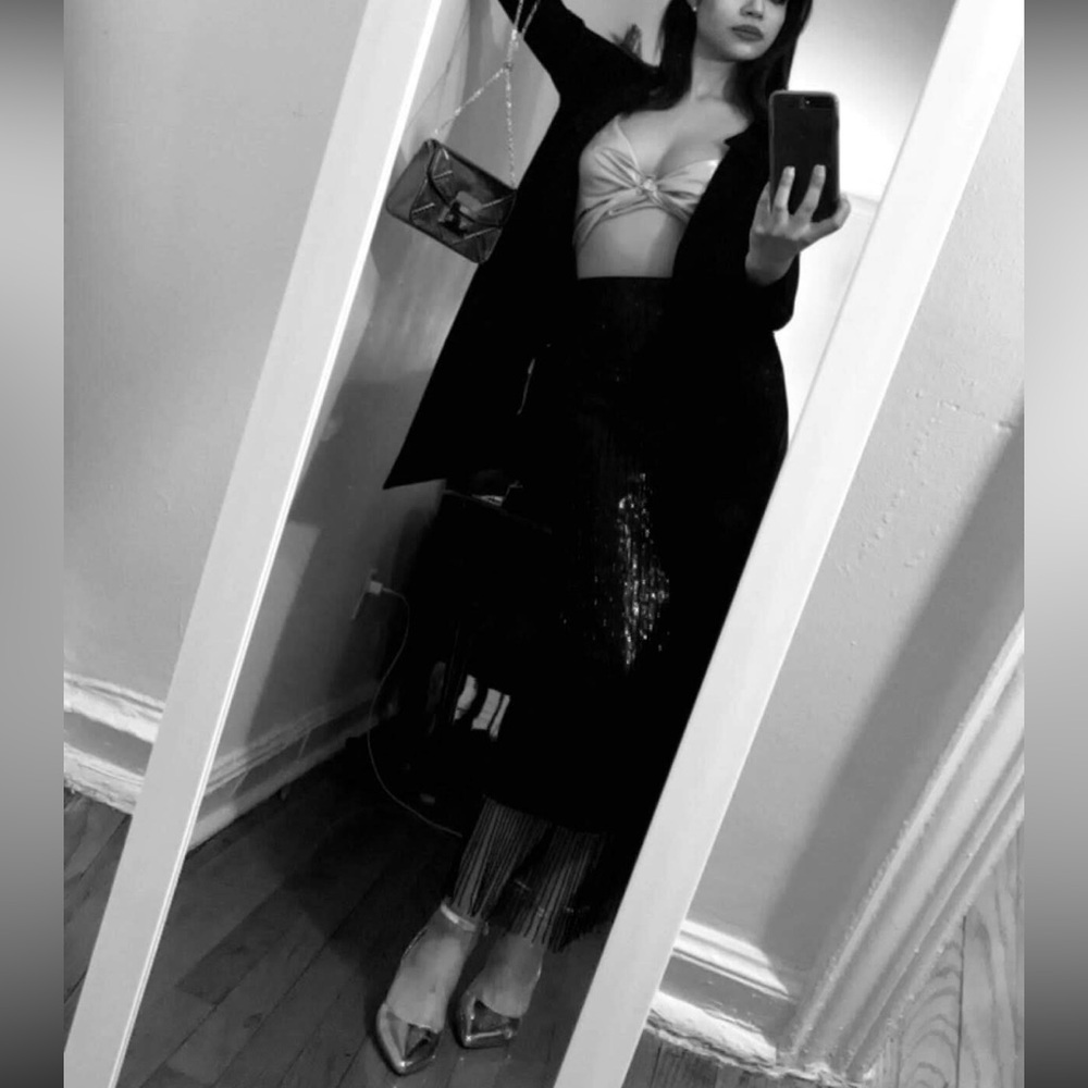 H&M Black Sequin Fringe Maxi Skirt - Picture 3 of 4